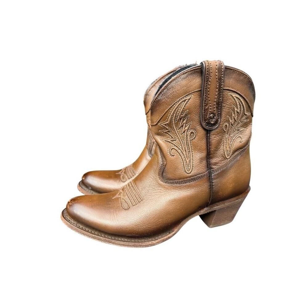 J.B. Dillon Short Western Cowboy Boot Brown Leather Women size 10 - Picture 2 of 7